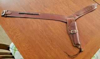 Vintage George Lawrence Gun Belt W/25 Loops And Holster 79 - 528