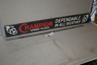 Scarce Vintage 54 " Champion Spark Plugs Painted Metal Sign Service Garage Gas
