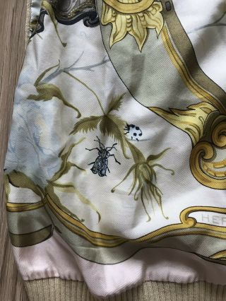 HERMES Paris Womens Blouse XS Silk Japanese Insects Flowers Vintage Wool 7