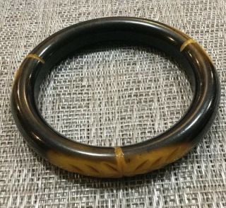 Vintage Bakelite Carved Bangle Bracelet