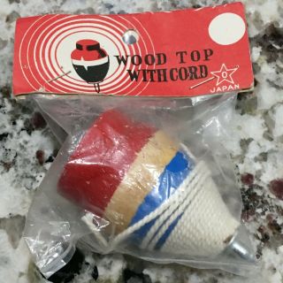 Vintage Wood Top With Cord Old Stock Japan Nos