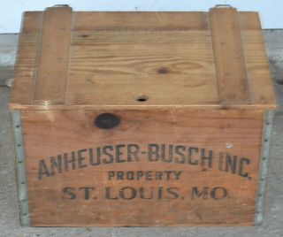Anheuser - Busch Since 1876 Wooden Beer Crate Budweiser Box Case Vintage