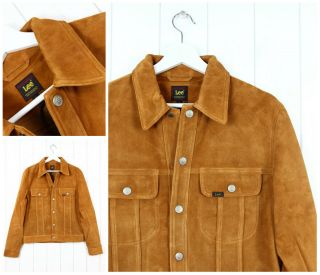 Lee Rider Suede Real Leather Honey Jacket Retro Vintage Lvc 101 S Small