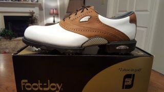Vintage Footjoy Dryjoys Ecl Mens Golf Shoes 53642 Wh/tan 11m $199 Ret Sharp
