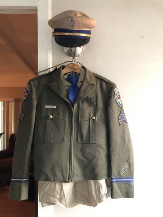 Authentic Vintage California Highway Patrol Chp Uniform W/ Patches/ Hat