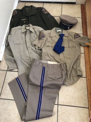 Authentic Vintage California Highway Patrol CHP UNIFORM w/ Patches/ Hat 2