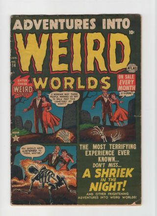 Adventures Into Weird Worlds 14 Vintage Marvel Atlas Comic Pre - Hero Horror 10c