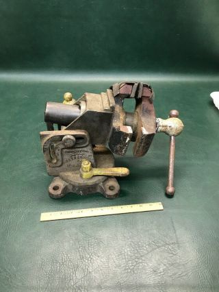 Vintage Emmert Machinists Vise Rare Model 6a 3” Jaws W/swivel Base Jaw Covers