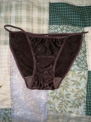 Vtg Victorias Secret Satin String Bikini Panty Brown