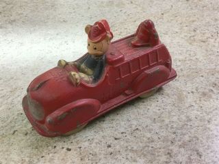 Vintage Sun Rubber Mickey Mouse/donald Duck Fire Truck Toy