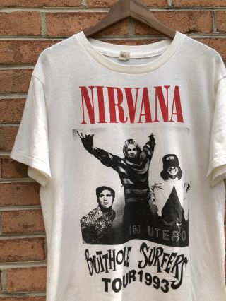 Vintage 1993 Nirvana Butthole Surfers Tour Shirt Graphic Tee Kurt Cobain Band
