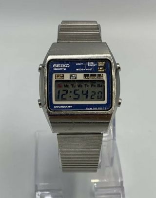 Vintage Rare Seiko A129 - 5000 Silver Digital Mens Watch Lcd Chronograph Stop