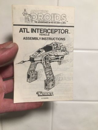 Vintage 1985 Star Wars Droids Cartoon Atl Interceptor Instructions 100 Or