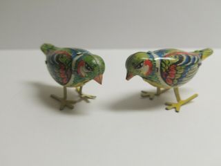 Vintage Tin Wind Up Toy Birds Made In Germany.