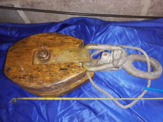 Vintage Wooden Ships Single Pulley Block Snatch Type " Tall Ship Maritime Marine