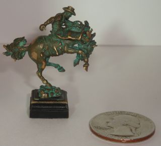 Daniel Phillip Kronberg Miniature Bronze Cowboy On Bucking Bronco Sculpture 2