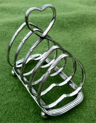 ATTRACTIVE ENGLISH SILVER 4 SLICE TOAST RACK - SHEFFIELD 1935 - 3.  74 troy oz 2