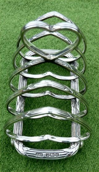 ATTRACTIVE ENGLISH SILVER 4 SLICE TOAST RACK - SHEFFIELD 1935 - 3.  74 troy oz 7