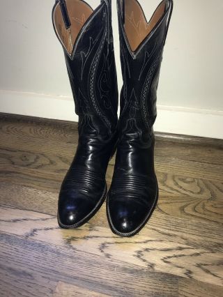 Vintage San Antonio Lucchese Black Men’s 11.  5d Cowboy Boots