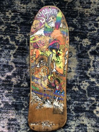 Vintage Sims Kevin Staab Skateboard 80s Neon Pirate