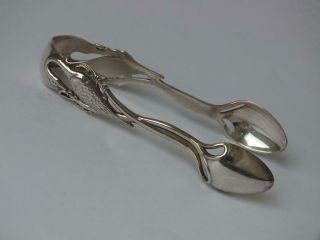 Antique Art Nouveau Solid Sterling Silver Sugar Tongs 1901/ L 8.  8 Cm