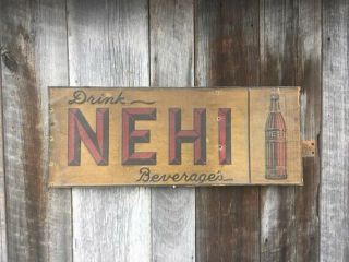 Vintage Nehi Cola Metal Sign Soda Pop Oil Gas Station Thin Tin Tacker