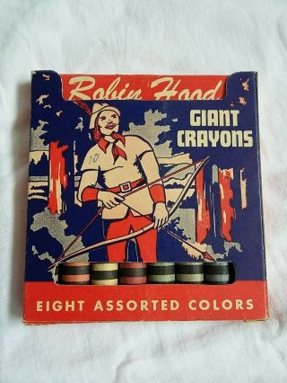Vintage Robin Hood Giant Crayons 8 Colors - Made In Usa By Art Of Crayon Co.