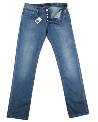 $700 Jacob Cohën Denim Blue Vintage Wash Jeans - Slim - (bl)