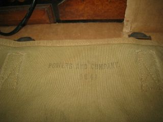 Vintage WWII Era Powers and Company 1941 Canvas Field Bag w/ Military Blanket 3