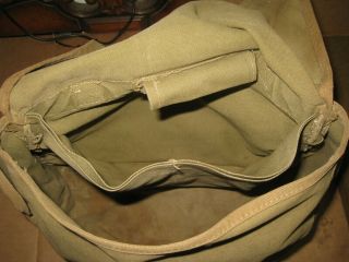 Vintage WWII Era Powers and Company 1941 Canvas Field Bag w/ Military Blanket 6