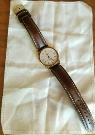 Vintage Omega Deville Wrist Watch With Brown Leather Strap