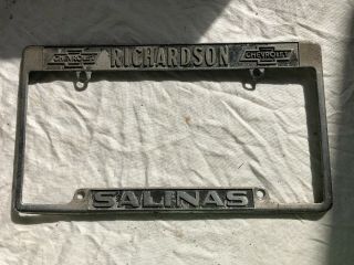 Vintage Richardson Chevrolet Salinas Calif License Plate Frame
