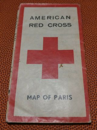 Ww2 Red Cross Map Of Paris France - - - - - 3 " X5.  5 " Folded Up