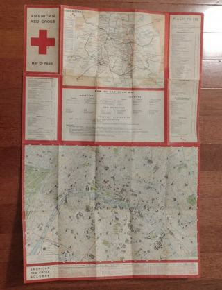 WW2 Red Cross Map of Paris France - - - - - 3 