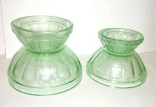 Vintage 4pc Set Of Green Depression Glass Small Mixing Spice Nesting Bowls Look