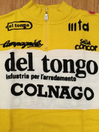 Vintage 1982 Team Del Tongo Colnago Campagnolo Wool Jersey Sz4 Saronni