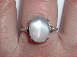 Antique Arts and Crafts Victorian Silver Moonstone Ring 2