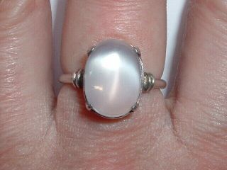 Antique Arts and Crafts Victorian Silver Moonstone Ring 5