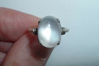 Antique Arts and Crafts Victorian Silver Moonstone Ring 6