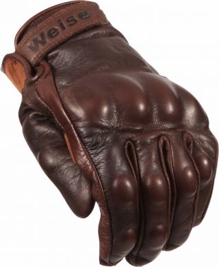 Weise Victory Vintage Retro Classic Brown Motorbike Goat Leather Armoured Gloves