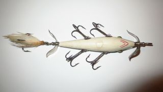 Early Vintage South Bend Bait Co.  Min - Buck 5 Hook Minnow Lure Green Crackle Back 4