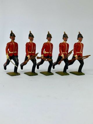 Vintage Rare Britains Models 5 York And Lancaster Runners Toy Soldiers (a22)