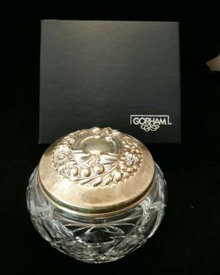 Vintage Gorham Cut Crystal/sterling Lid Powder Jar/vanity Box