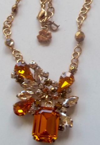 Christian Dior Vintage Necklace Honey Amber Rhinestones