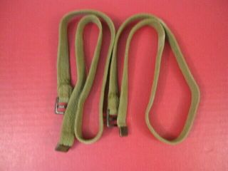 WWII USMC Blanket Roll Strap Set for M1941 Haversack Pack - Khaki Canvas - 2