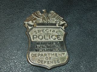 Vintage Special Police Naval Headquarters Dept Of Defense Badge Obsolete