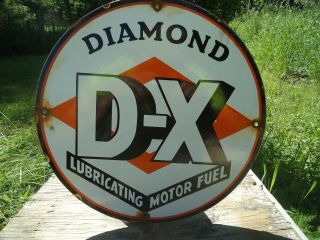 Vintage Diamond D - X Motor Fuel Porcelain Enamel Gas Pump Sign