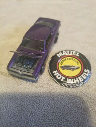 Hot Wheels Redline Vintage 1967 Custom Barracuda Purple With Button