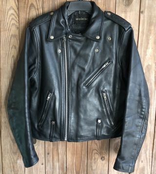 Harley Davidson Men’s 40 Reg Cowhide Leather Jacket Full Zip Black Vintage Usa