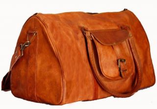 Brown Leather Handmade Travel Luggage Vintage Overnight Weekend Duffle Gym Bag